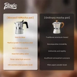 Nồi Moka ba bánh bằng thép không gỉ BINCOO Mini 316 tại nhà Máy pha cà phê hai giá trị có máy xay tích hợp Máy pha cà phê chiết xuất Espresso 1Cup / 2Cups — ảnh 4