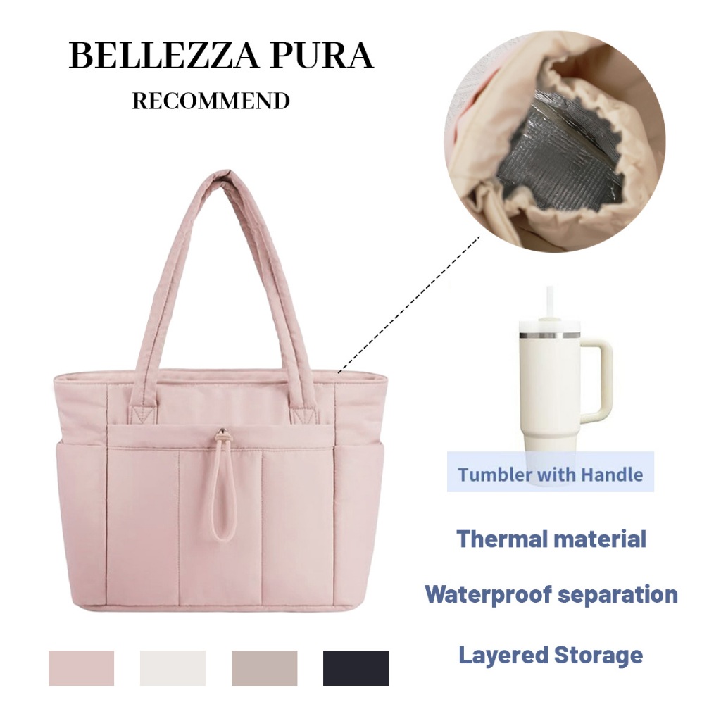 Bellezza Pura Túi Tote Dung tích lớn Túi xách chống nước đi lại đeo vai Túi đựng Laptop 15,6in du lịch