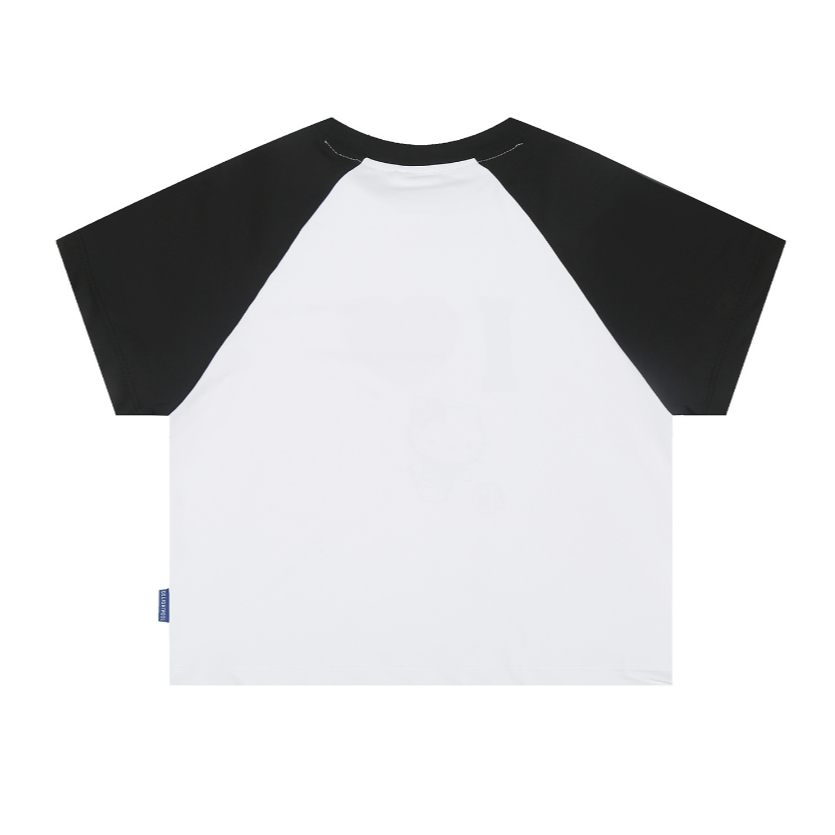 Áo Thun Hello Kitty Thiết Kế Raglan Tay Ngắn, Màu Sắc Tương Phản, FitSlim