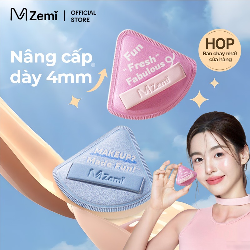 zemi Bông Mút Trang Điểm Nhiều Màu, Tán Nền Mịn Tự Nhiên