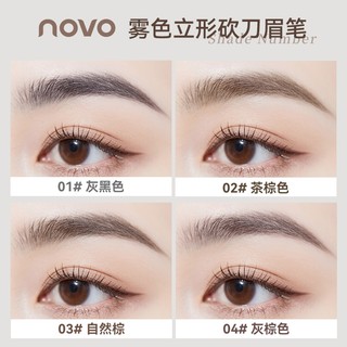 Bút chì kẻ mày hai đầu NOVO - Lông mày tự nhiên 3D Lâu trôi không có vết bẩn Chống nước Trang điểm lông mày màu nâu chống nhòe 9044