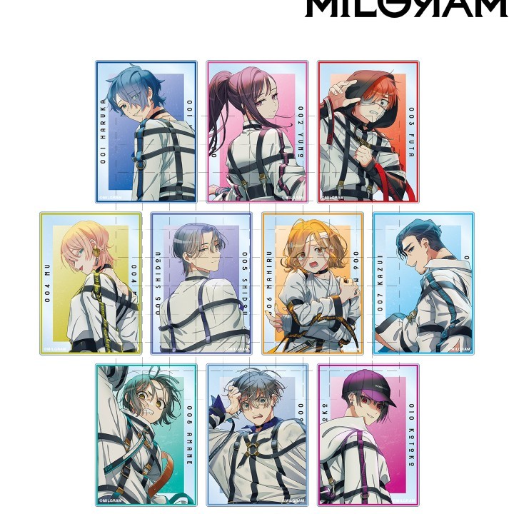 Bộ Merch Project MILGRAM - Giá đỡ Acrylic, Móc khóa & Bộ sưu tập thẻ Tsu Kazui Mahyu Hình hiển thị