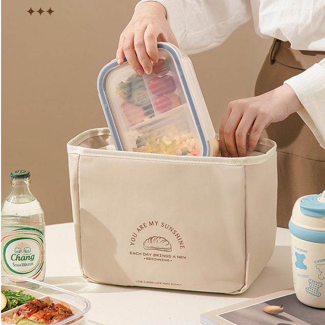 Túi cơm Bento hai lớp cách nhiệt, túi dã ngoại ngoài trời, túi mẹ cầm tay