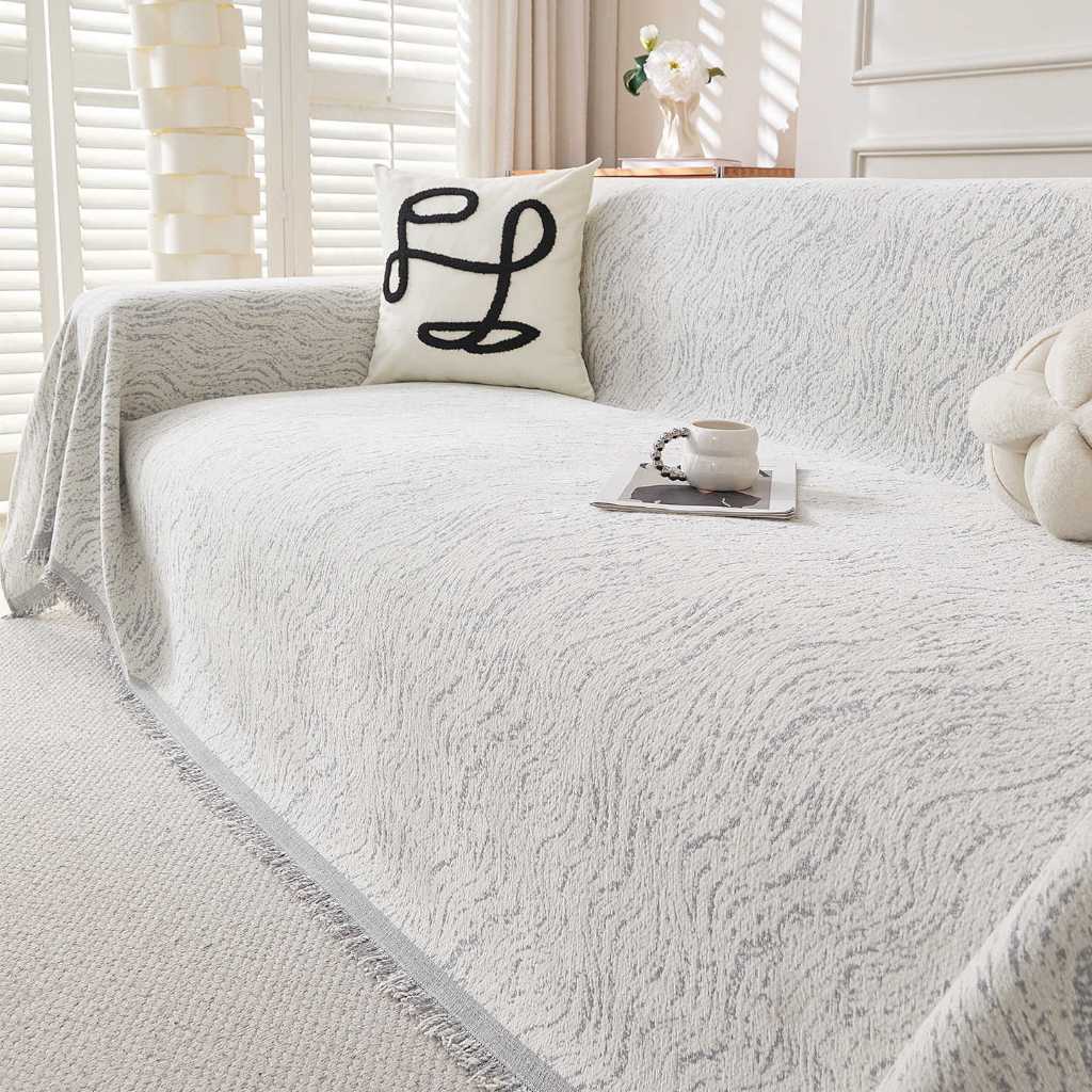 Chăn sofa Chenille gợn sóng nước hiện đại mới, Vỏ sofa tua rua chống trượt siêu mềm, Vỏ bọc ghế sofa cắt Loveseat, Tấm bảo vệ nội thất cho thú cưng