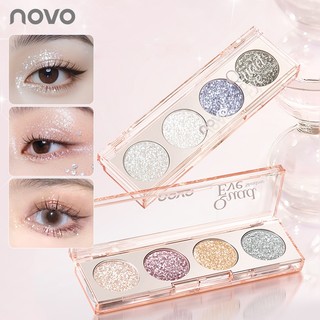 Bảng phấn mắt ngọc trai 4 màu NOVO - Phấn mắt lấp lánh lấp lánh Màu sắc mềm tự nhiên Màu sắc chính xác để trang điểm mắt hàng ngày 9024