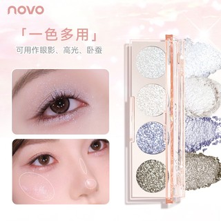 Bảng phấn mắt ngọc trai 4 màu NOVO - Phấn mắt lấp lánh lấp lánh Màu sắc mềm tự nhiên Màu sắc chính xác để trang điểm mắt hàng ngày 9024