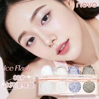 Bảng phấn mắt ngọc trai 4 màu NOVO - Phấn mắt lấp lánh lấp lánh Màu sắc mềm tự nhiên Màu sắc chính xác để trang điểm mắt hàng ngày 9024