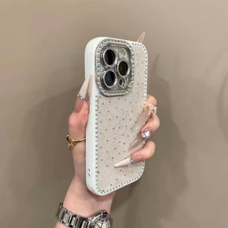 Ốp điện thoại da PU kim cương hai mặt bảo vệ toàn diện Hàn Quốc cho iPhone 17Promax 17Pro 13 14 15 16 Pro Max Vỏ điện thoại di động dành cho nữ