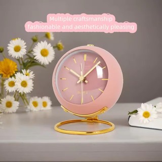 Sáng Tạo Vintage Đầu Giường Tắt Tiếng Đồng Hồ Đơn Giản Phòng Khách Trang Trí Phòng Ngủ Đồng Hồ Để Bàn Di Động Phong Cách Học Sinh Đồng Hồ Báo Thức