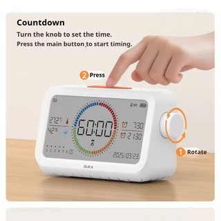 Đồng hồ báo thức đa chức năng Xiaomi DUKA MT3 Đồng hồ báo thức Đồng hồ đo nhiệt độ và độ ẩm trong nhà Hẹn giờ học tập tại nhà Công cụ cảm biến kỹ thuật số