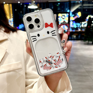 Ốp Điện Thoại Cát Chảy Mèo KT Cao Cấp Cho iPhone 17 16 15 14 13 12 11 Pro Max 14 / 15Plus Vỏ Chống Sốc