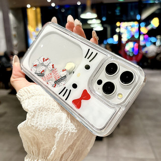 Ốp Điện Thoại Cát Chảy Mèo KT Cao Cấp Cho iPhone 17 16 15 14 13 12 11 Pro Max 14 / 15Plus Vỏ Chống Sốc
