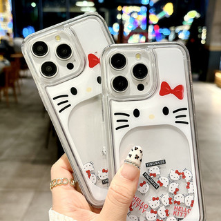 Ốp Điện Thoại Cát Chảy Mèo KT Cao Cấp Cho iPhone 17 16 15 14 13 12 11 Pro Max 14 / 15Plus Vỏ Chống Sốc