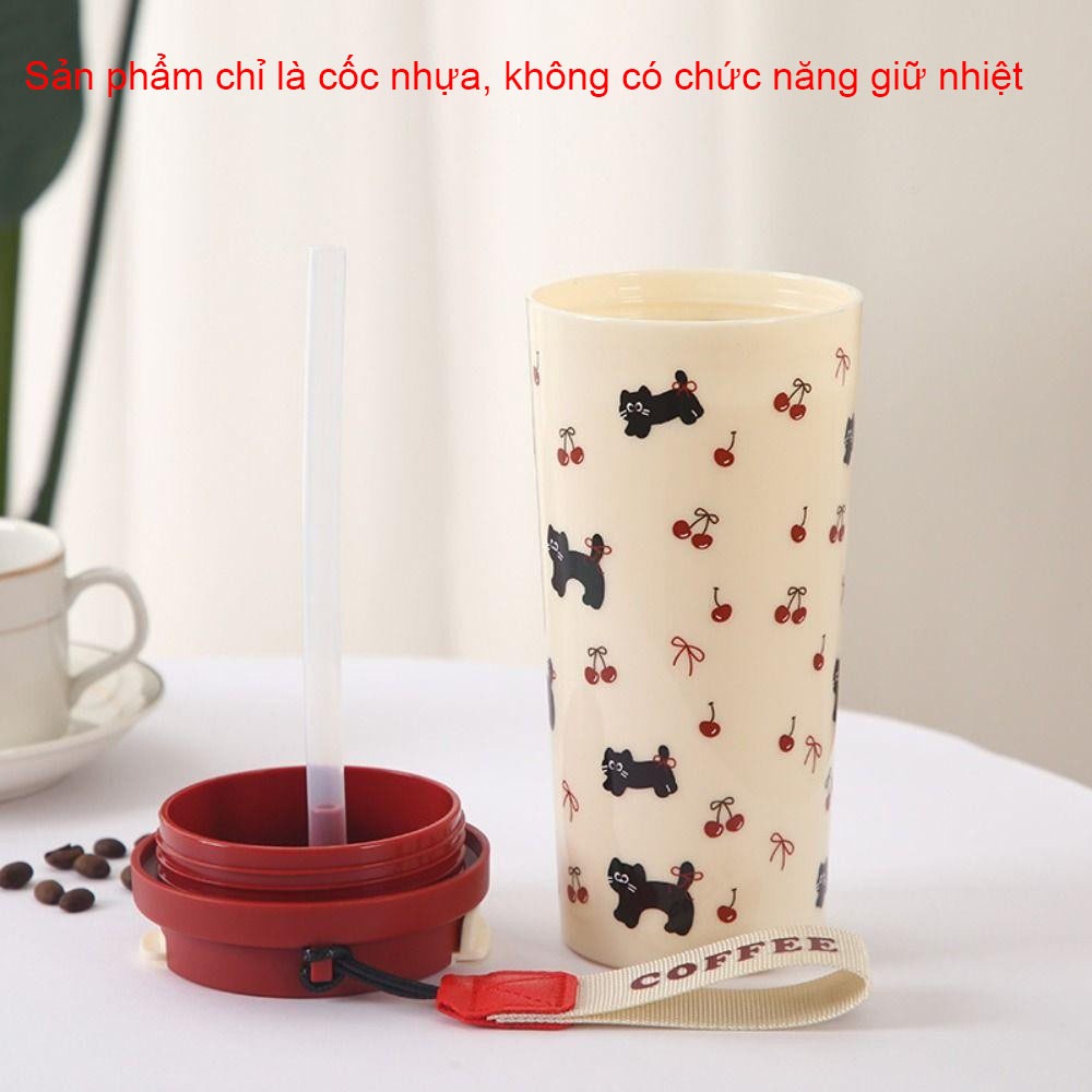 Cốc Nước AWNGD, Bình Nước 550ml Chống Rò Rỉ, Dây Đựng Đồ Uống Đôi Dễ Thương Cốc Nhựa Dung Tích Lớn Học Sinh