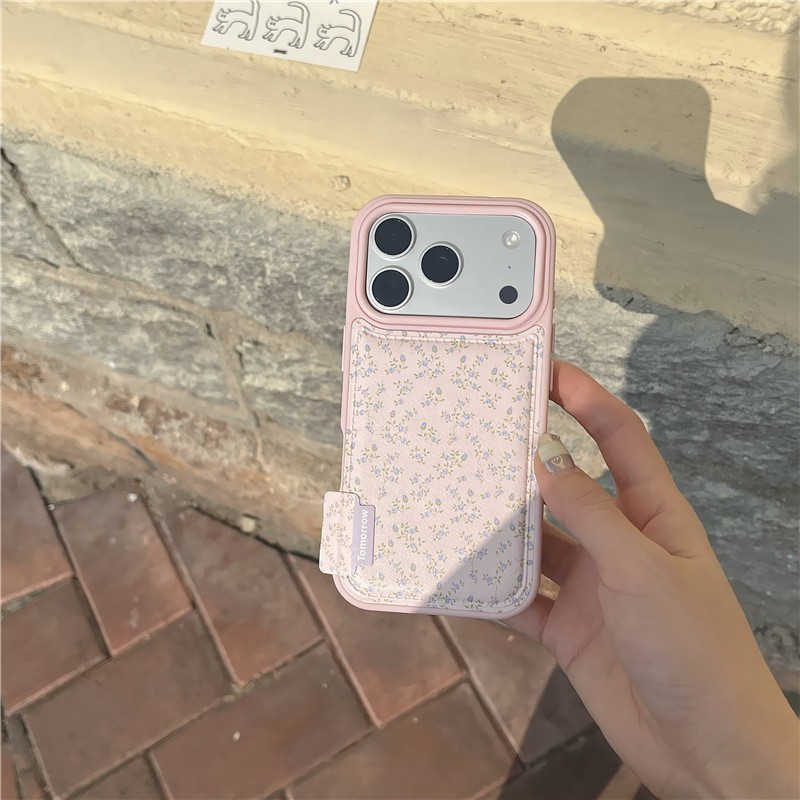 Ốp điện thoại chất liệu PU họa tiết hoa cho iPhone 17 Pro max 16 Pro max
