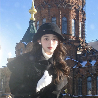 Phụ Nữ Phong Cách Mới Mũ Đen Nữ Thu Đông Anh Pháp Retro Top Hat