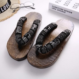 Dép Xỏ Ngón Đế Bằng Thời Trang Dành Cho Nữ♕❍✕Tung Dép Xỏ Ngón Đế Phẳng Xương Cá Vuông Bằng Gỗ Phong Cách Nhật Bản Cho Nam