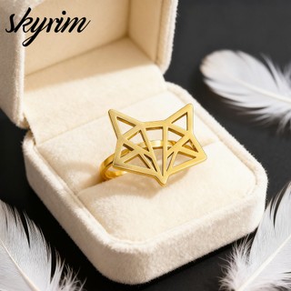 Skyrim Titan Thép Không Gỉ Nhẫn Cáo Thiết Kế Đầu Nhẫn Nam Nữ Trang Sức Thời Trang