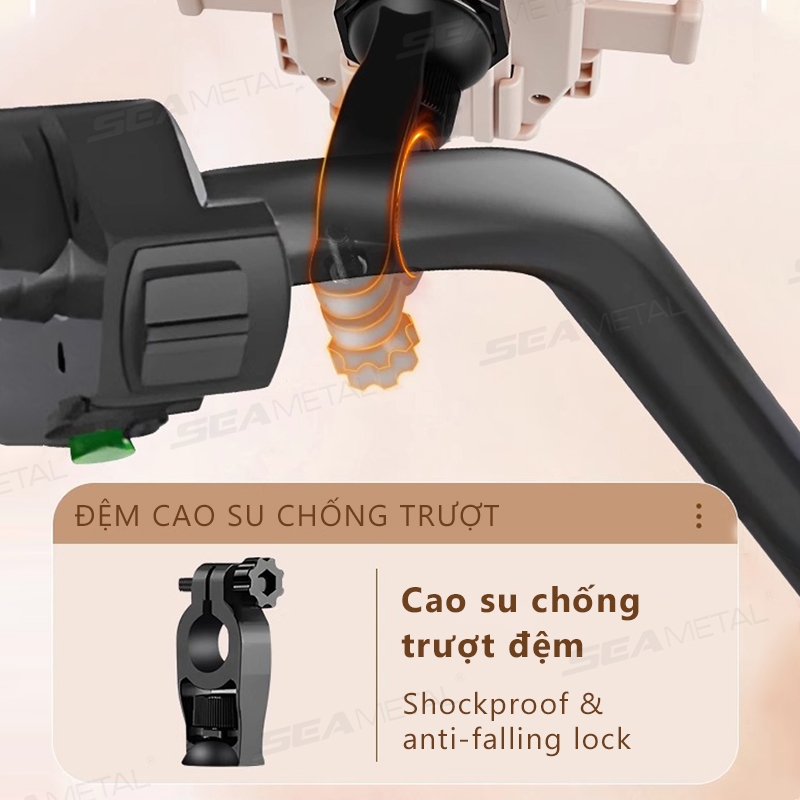 Giá Đỡ Điện Thoại Gắn Xe Máy có Mũ Bảo Hiểm che mưa che nắng, Chống Cướp Cực Chắc Chắn