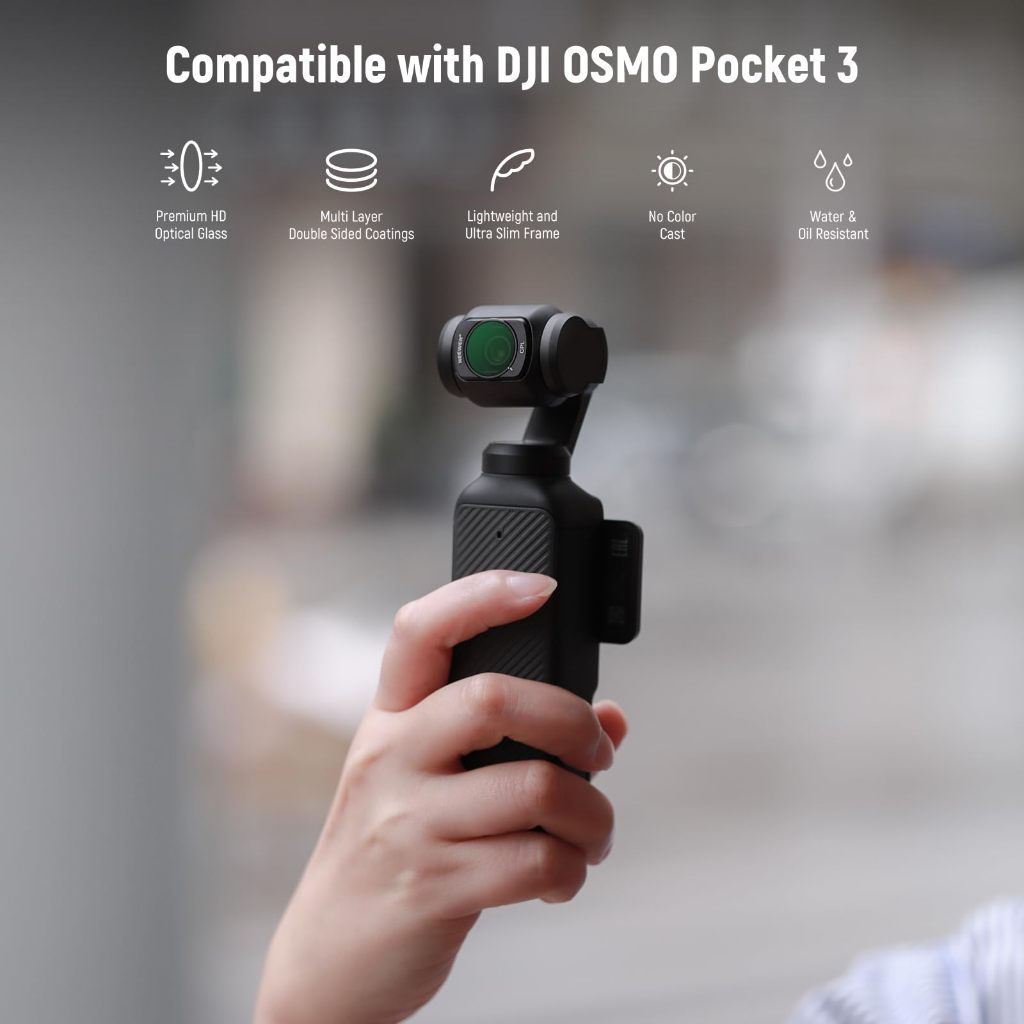 Bộ lọc HD CPL + ND16/ND64/ND256 cho DJI OSMO Pocket 3 – Bộ lọc từ tính ND và CPL, Kính quang học HD, Khung nhôm CNC