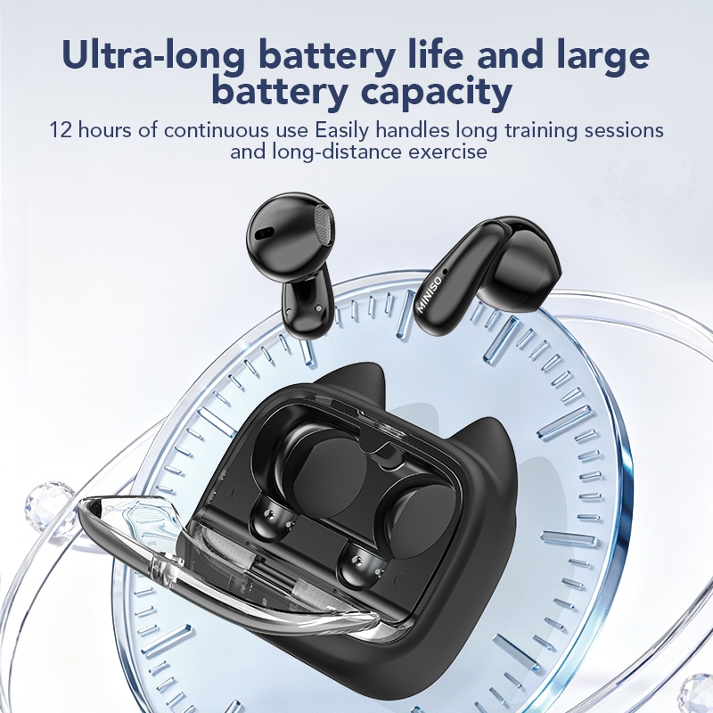 Miniso MS102  Tai nghe dịch AI Không dây Bluetooth 6.0 Dịch 136 ngôn ngữ theo thời gian thực Thiết kế màn hình cảm ứng Thời lượng pin 12 giờ Chống nước IPX5 Thiết kế tai mèo | BigBuy360 - bigbuy360.vn