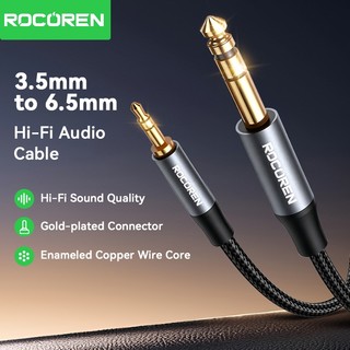 Rocoren 3.5mm đến 6.5mm Âm Thanh Aux Cáp Dành Cho Loa Guitar Trộn Khuếch Đại Loa Mạ Vàng 3.5 Jack Đến 6.35 Jack Cáp Âm Thanh Nam