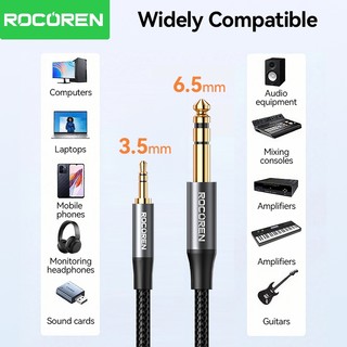 Rocoren 3.5mm đến 6.5mm Âm Thanh Aux Cáp Dành Cho Loa Guitar Trộn Khuếch Đại Loa Mạ Vàng 3.5 Jack Đến 6.35 Jack Cáp Âm Thanh Nam