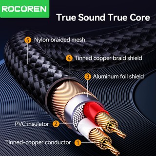 Rocoren 3.5mm đến 6.5mm Âm Thanh Aux Cáp Dành Cho Loa Guitar Trộn Khuếch Đại Loa Mạ Vàng 3.5 Jack Đến 6.35 Jack Cáp Âm Thanh Nam