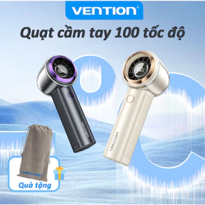 Vention Quạt Tay Mini Chính Hãng - 100 Cấp Độ Gió, Màn Hình LED, Pin 8 Tiếng, Sạc USB, Nhỏ Gọn Cho Ô Tô, Du Lịch, Văn Phòng