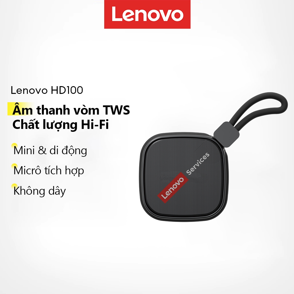 Loa Bluetooth di động Lenovo HD100 và loa Mini không dây có âm thanh vòm HiFi cộng với Mic tích hợp cho cuộc gọi | BigBuy360 - bigbuy360.vn