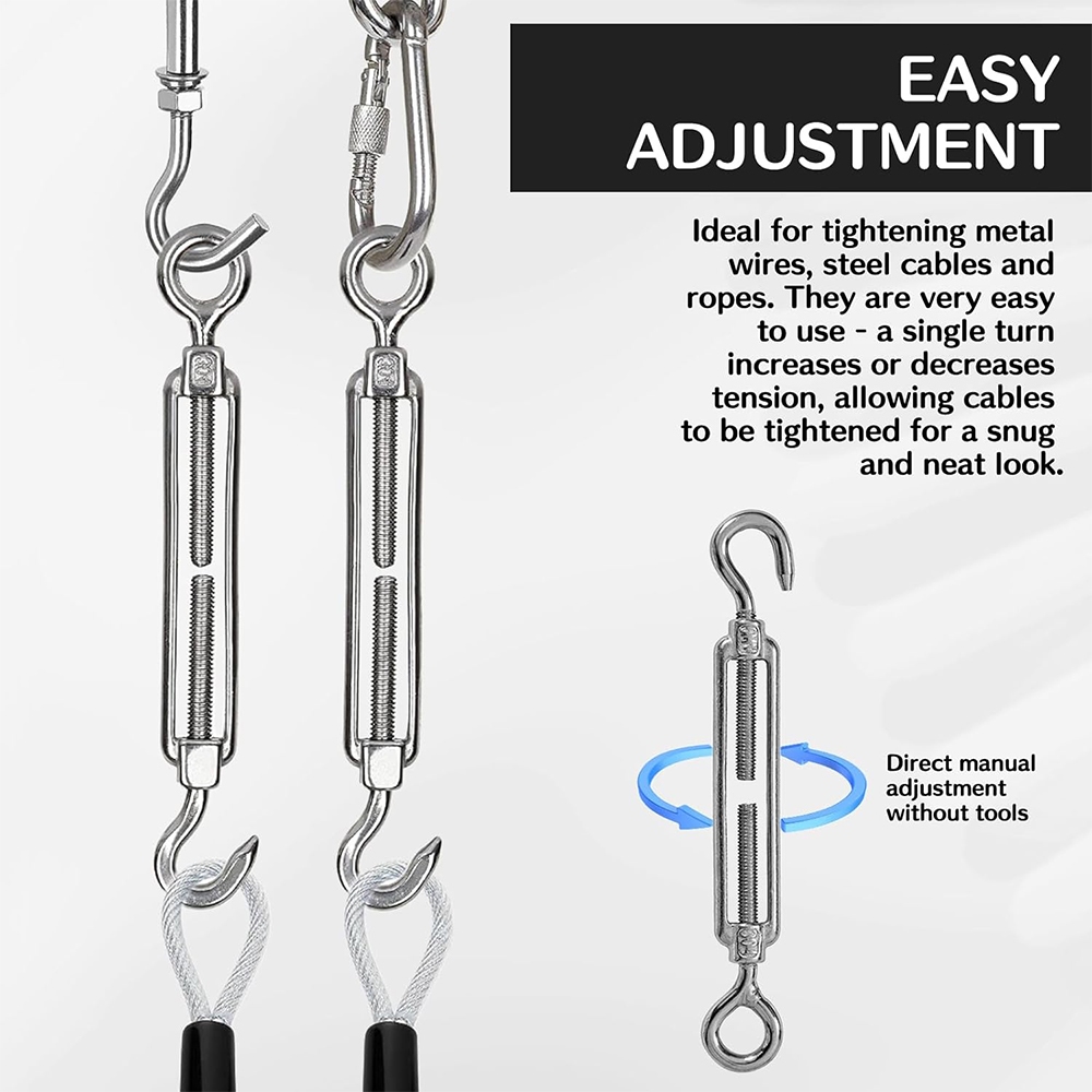 Móc mắt bằng thép không gỉ 304 Bộ căng khóa vít thích hợp cho cáp dây thép M4 / 5 / 6 / 8 / 10