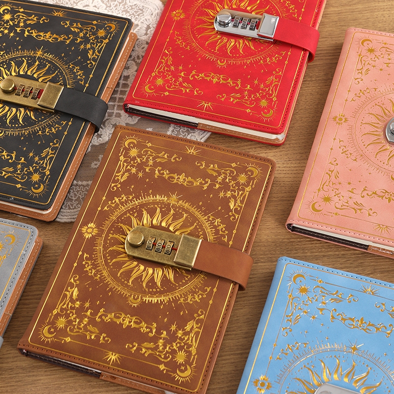 A5 Retro Mật Khẩu Sách Có Khóa Nhật Ký Dày Sáng Tạo Sổ Tay Học Sinh Notepad Văn Phòng Phẩm Notebook Chất Kết Dính Giải Phóng Mặt Bằng Sách Dự Thảo