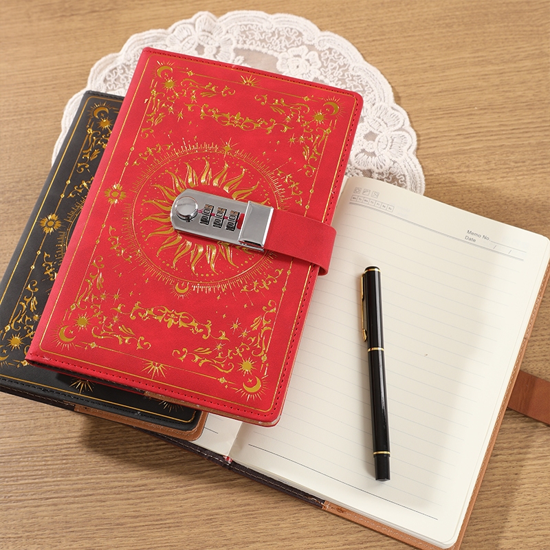 A5 Retro Mật Khẩu Sách Có Khóa Nhật Ký Dày Sáng Tạo Sổ Tay Học Sinh Notepad Văn Phòng Phẩm Notebook Chất Kết Dính Giải Phóng Mặt Bằng Sách Dự Thảo