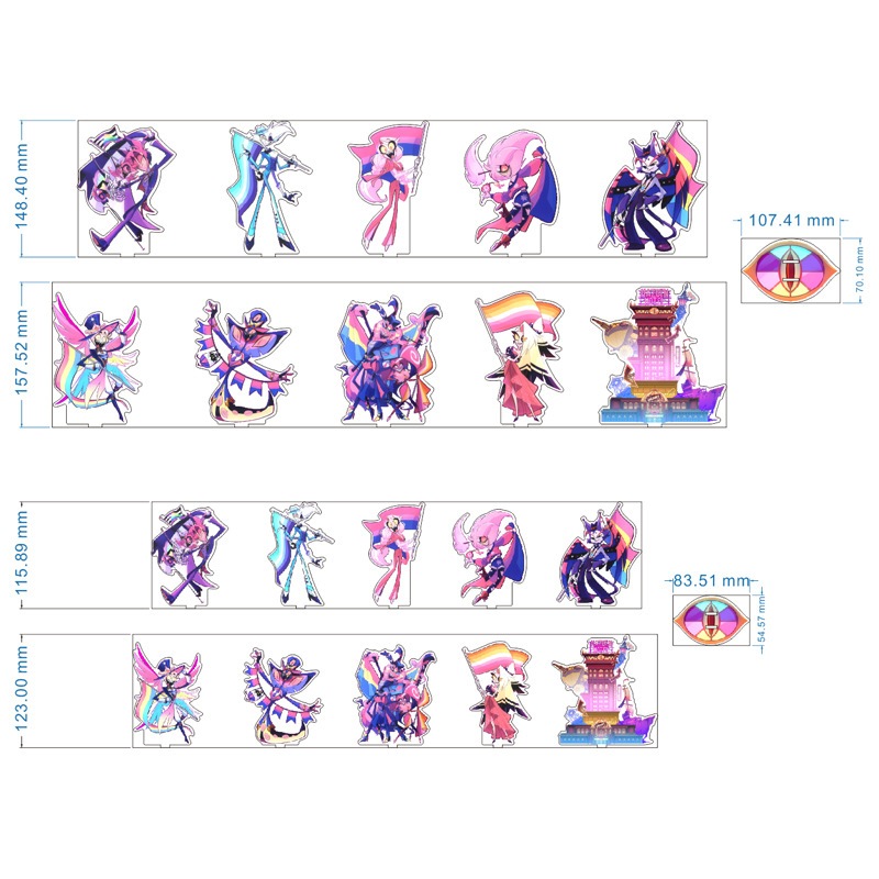 Combo giá đỡ Acrylic Hazbin Hotel 2- 2 trong 1 Alastor & Niffty Angel & Dust Anime Hình Merch