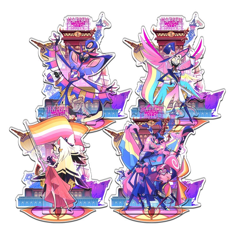 Combo giá đỡ Acrylic Hazbin Hotel 2- 2 trong 1 Alastor & Niffty Angel & Dust Anime Hình Merch