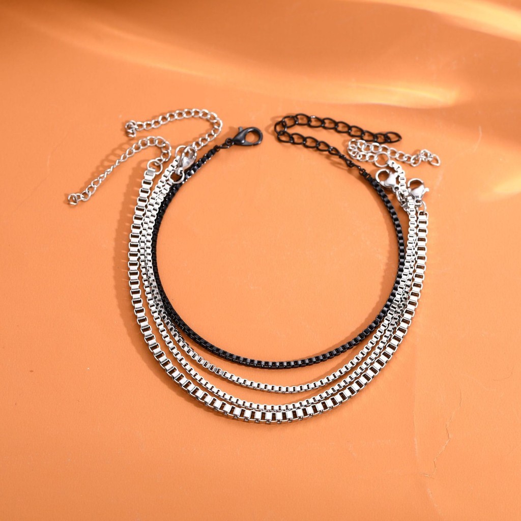 Bộ 4 Vòng Tay Inox Đơn Giản Nam Retro Phù Hợp Với Bộ Vòng Tay