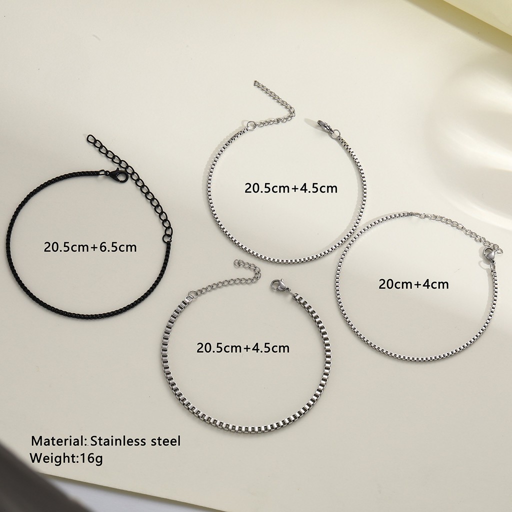 Bộ 4 Vòng Tay Inox Đơn Giản Nam Retro Phù Hợp Với Bộ Vòng Tay