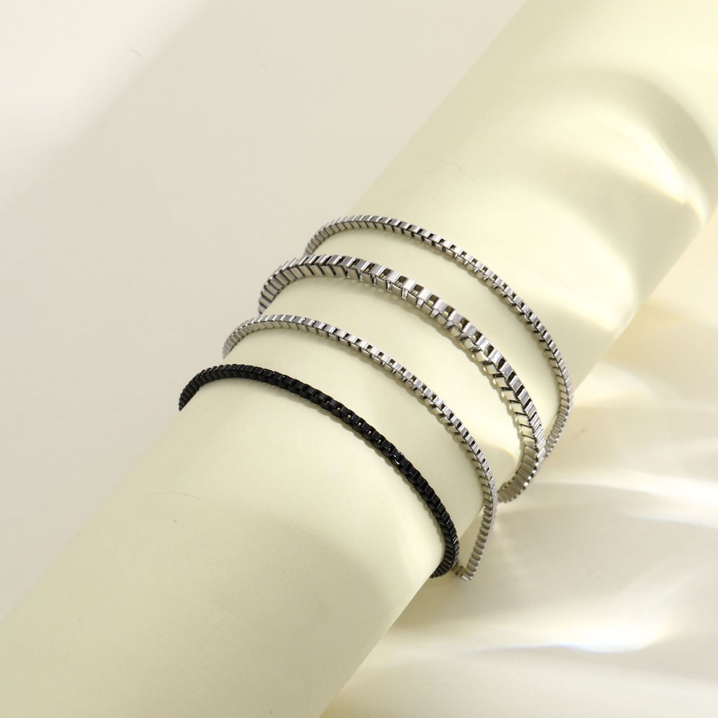 Bộ 4 Vòng Tay Inox Đơn Giản Nam Retro Phù Hợp Với Bộ Vòng Tay