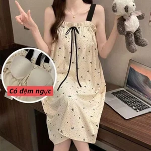 Đầm ngủ hai dây cotton mây cao cấp – Có đệm ngực, vải mềm mịn thoáng khí – Form dài thoải mái, mặc nhà hay đi chơi đều thanh lịch – Mẫu mới 2026