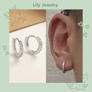 Bông tai zircon bạc S925 đơn giản, phù hợp nam và nữ, trendy