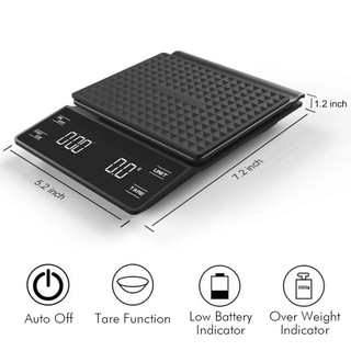 Cân nhà bếp kỹ thuật số Xiaomi Gram Cân điện tử Cân cà phê có độ chính xác cao Di động với hẹn giờ Thực phẩm Sạc USB Espresso