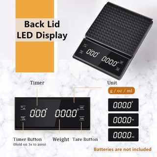 Cân nhà bếp kỹ thuật số Xiaomi Gram Cân điện tử Cân cà phê có độ chính xác cao Di động với hẹn giờ Thực phẩm Sạc USB Espresso