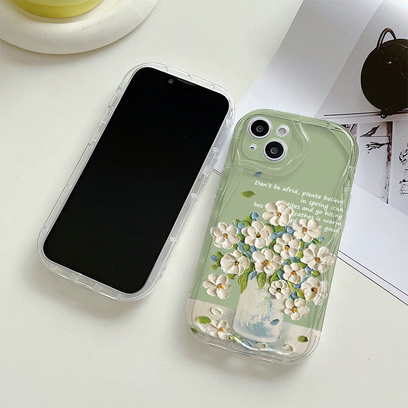 Ốp Lưng Cho Samsung Galaxy S25 S24 S23 S22 S21 Plus Ultra 20 FE A03 A02 A12 A11 A22 A20 A30 A31 A52 A51 A50 A72 A71 Hình Bầu Dục Mắt Lớn Họa Tiết Sóng Hoa Và Lá Retro