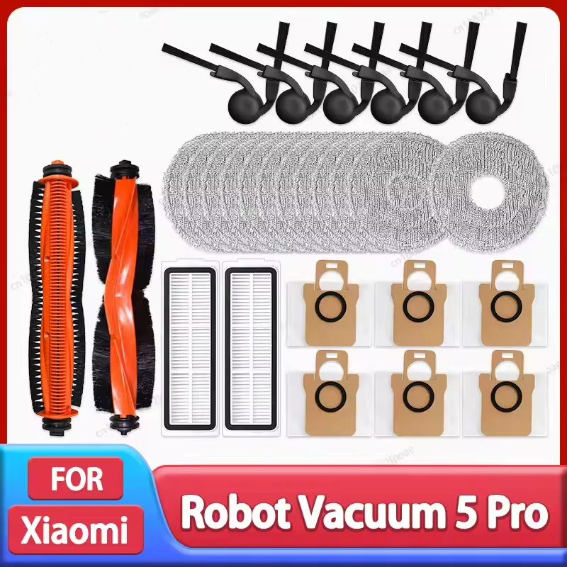 Xiaomi Robot Hút Bụi 5 Pro OV21CN OV21GL Bàn Chải Chính Bên Bàn Chải Lọc Cây Lau Vải Túi Bụi