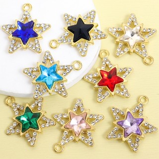 Charm Ngôi Sao Pentagram Rỗng Kim Cương Giả 8 Màu - Phù Hợp DIY Và Phụ Kiện Thời Trang