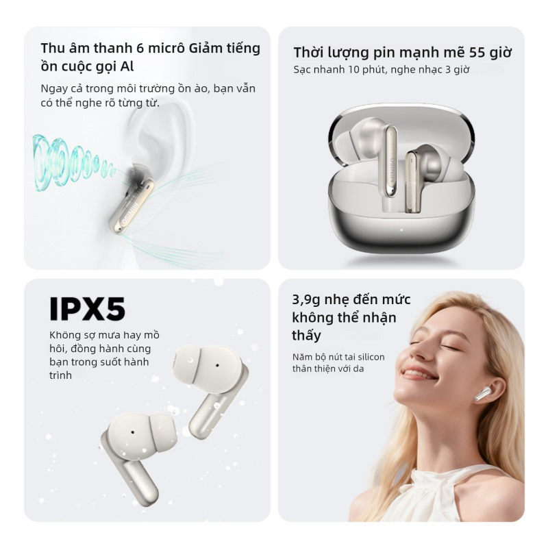 MINISO MS106 Tai nghe không dây phiên dịch Baseus AI Hỗ Trợ Bản Dịch 134 Ngôn Ngữ Giảm tiếng ồn Hi-Res Bluetooth 6.0 IPX5 Chống nước 50Hr Điều Khiển Cảm Ứng Thông Minh Chất Lượng Cuộc Gọi HD, Được Đánh Giá Chống Thấm Nước IPX5 | BigBuy360 - bigbuy360.vn