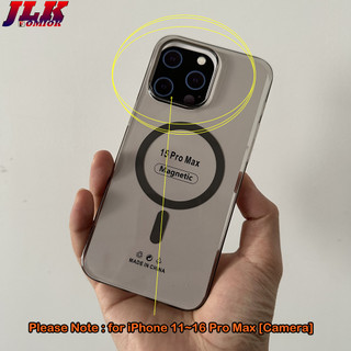 [JLK] Ốp từ tính trong suốt màu trơn đơn giản cho iPhone 17 Air 16 15 14 13 12 11 Pro Max Plus Vỏ giáp PC cứng pha lê siêu mỏng