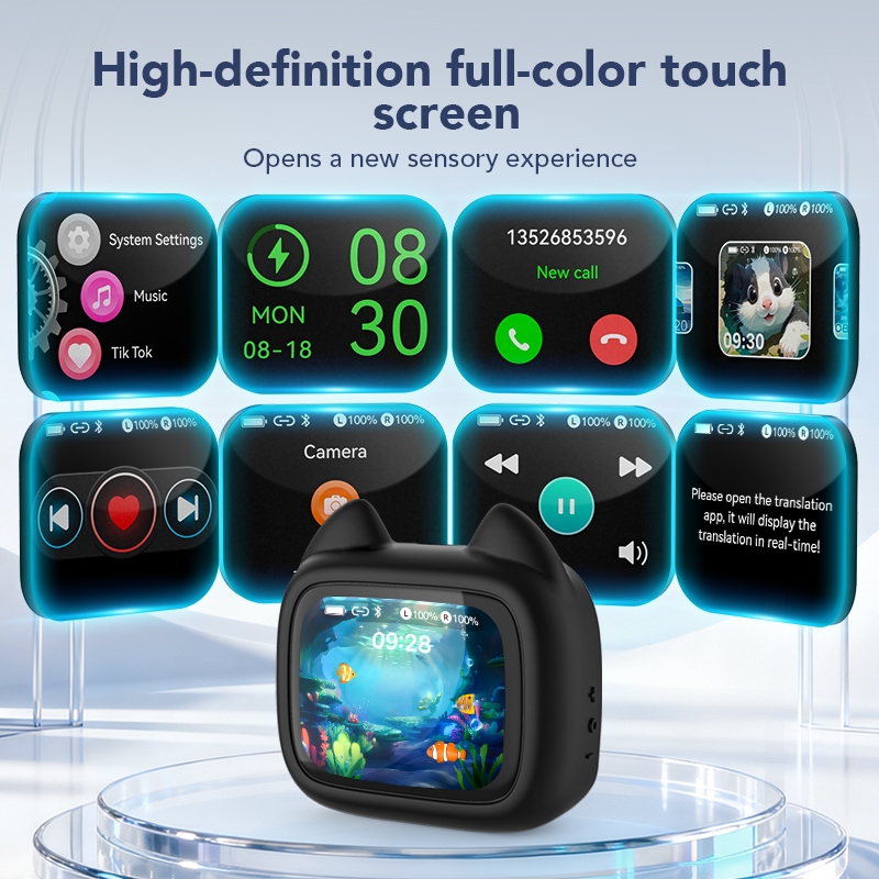 Miniso MS102  Tai nghe dịch AI Không dây Bluetooth 6.0 Dịch 136 ngôn ngữ theo thời gian thực Thiết kế màn hình cảm ứng Thời lượng pin 12 giờ Chống nước IPX5 Thiết kế tai mèo | BigBuy360 - bigbuy360.vn