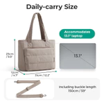 BAGSMART Túi Đeo Vai Thời Trang Puffy Túi Đeo Ngang Xách Nữ Túi Tote Chống Thấm Nước Cho Du Lịch Ngoài Trời Làm Việc Đại Học — ảnh 2
