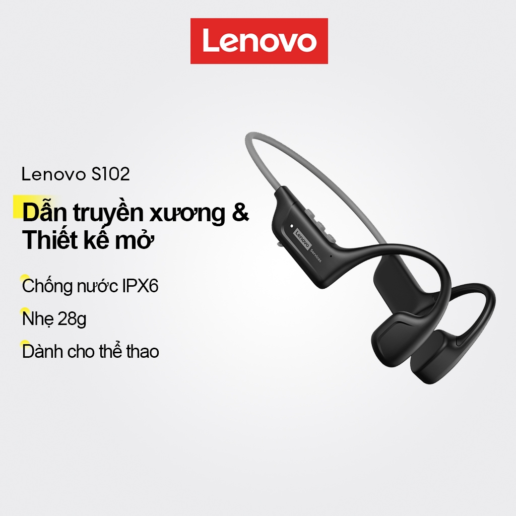 Tai nghe dẫn truyền xương và tai nghe thể thao Lenovo S102 với thiết kế tai mở và chống nước IPX6 cộng với thân nhẹ 28g